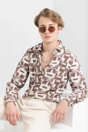 Abstraction Box Brown Seersucker Shirt