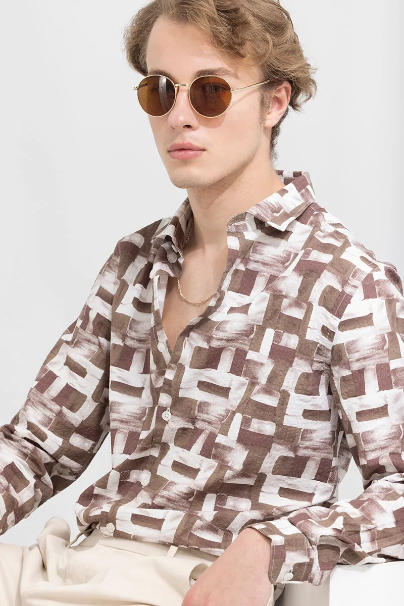 Abstraction Box Brown Seersucker Shirt