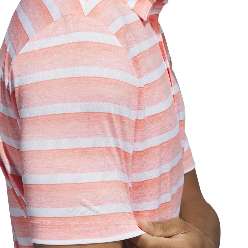 Adidas 2 Clear Stripe Polo Shirt - Coral Fusion/White