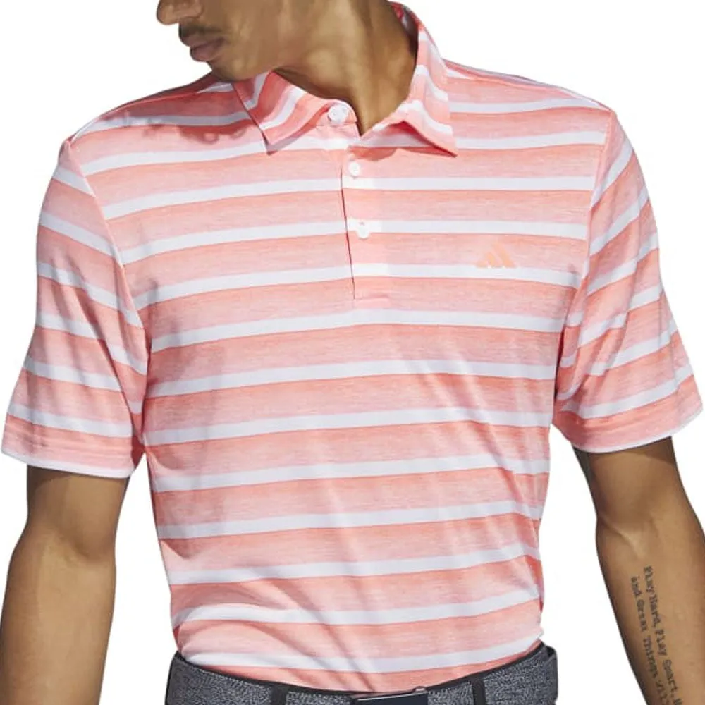 Adidas 2 Clear Stripe Polo Shirt - Coral Fusion/White