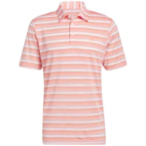 Adidas 2 Clear Stripe Polo Shirt - Coral Fusion/White