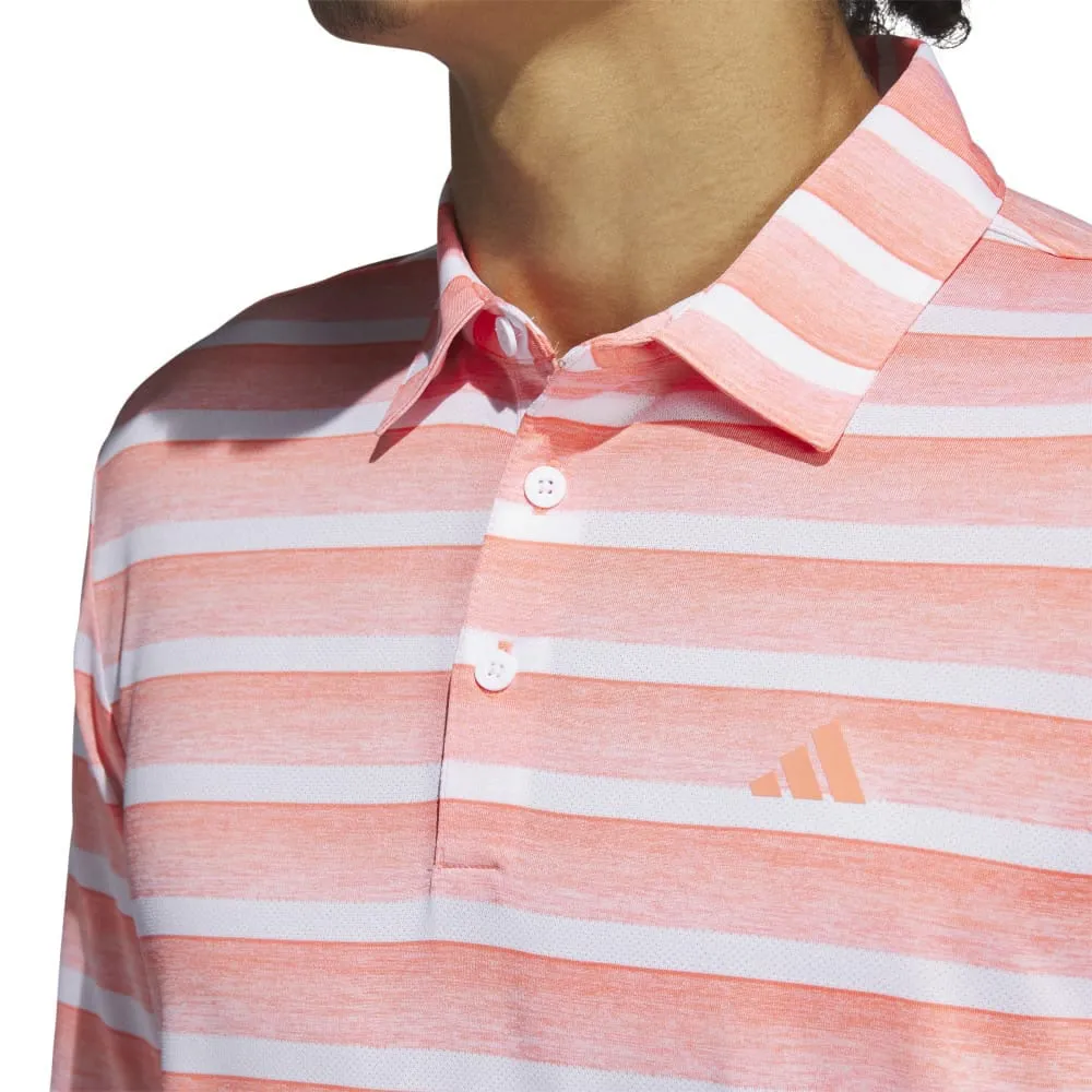 Adidas 2 Clear Stripe Polo Shirt - Coral Fusion/White