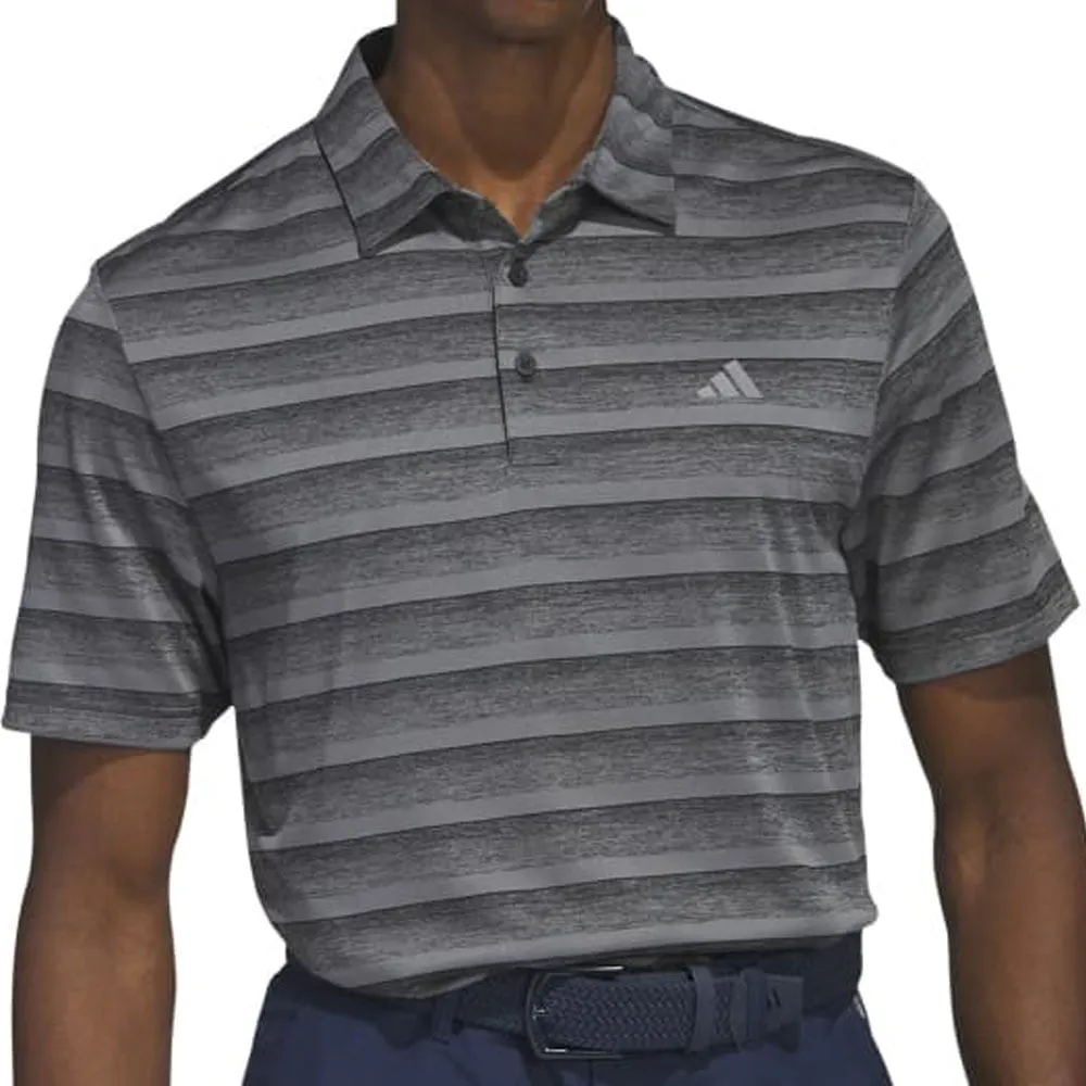 adidas 2 Colour Stripe Polo Shirt - Black/Grey Four