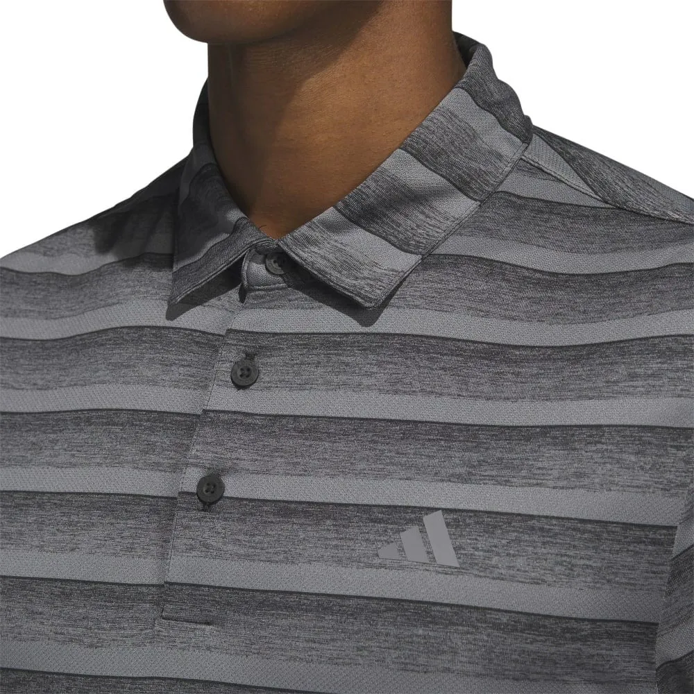 adidas 2 Colour Stripe Polo Shirt - Black/Grey Four