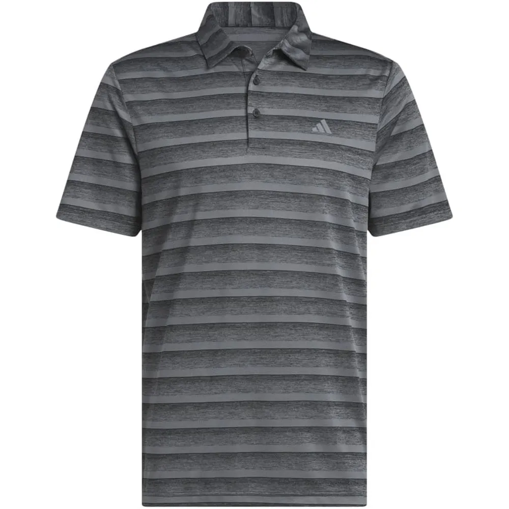 adidas 2 Colour Stripe Polo Shirt - Black/Grey Four