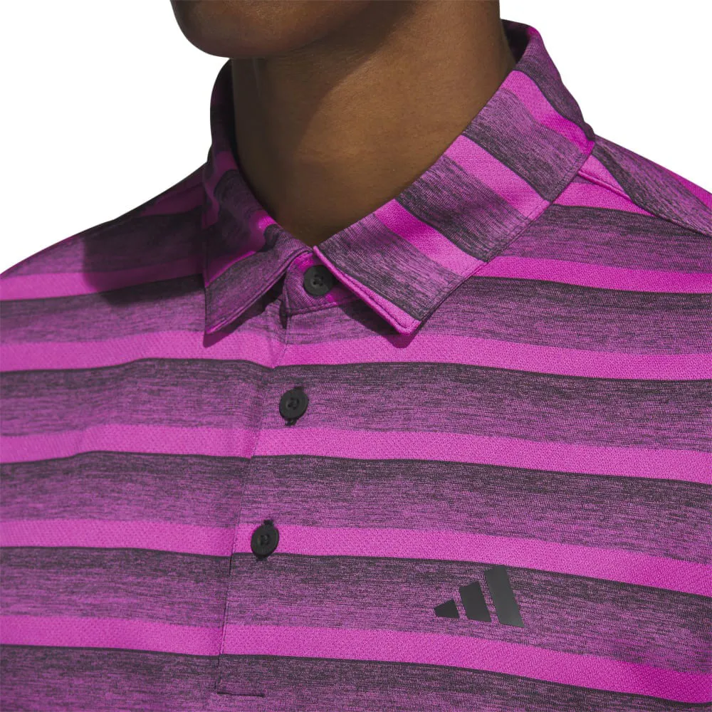 adidas 2 Colour Stripe Polo Shirt - Black/Lucid Fuchsia