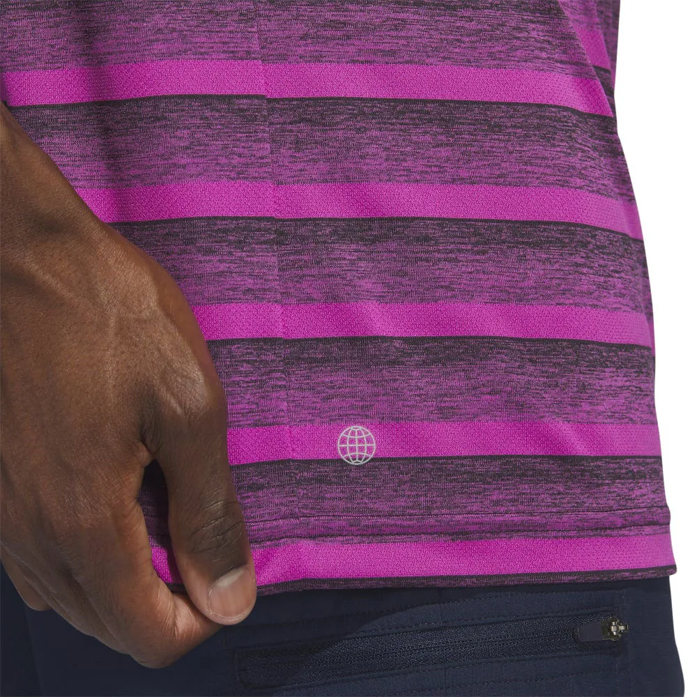 adidas 2 Colour Stripe Polo Shirt - Black/Lucid Fuchsia