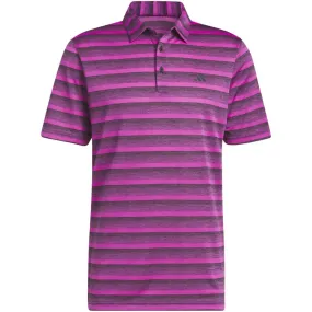 adidas 2 Colour Stripe Polo Shirt - Black/Lucid Fuchsia