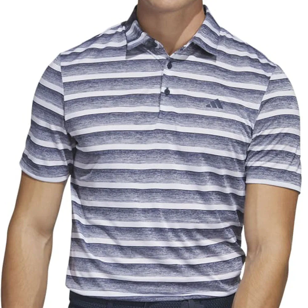 adidas 2 Colour Stripe Polo Shirt - Collegiate Navy/White