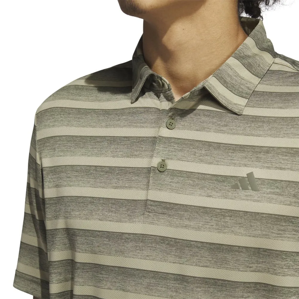 adidas 2 Colour Stripe Polo Shirt - Olive Strata/Hemp