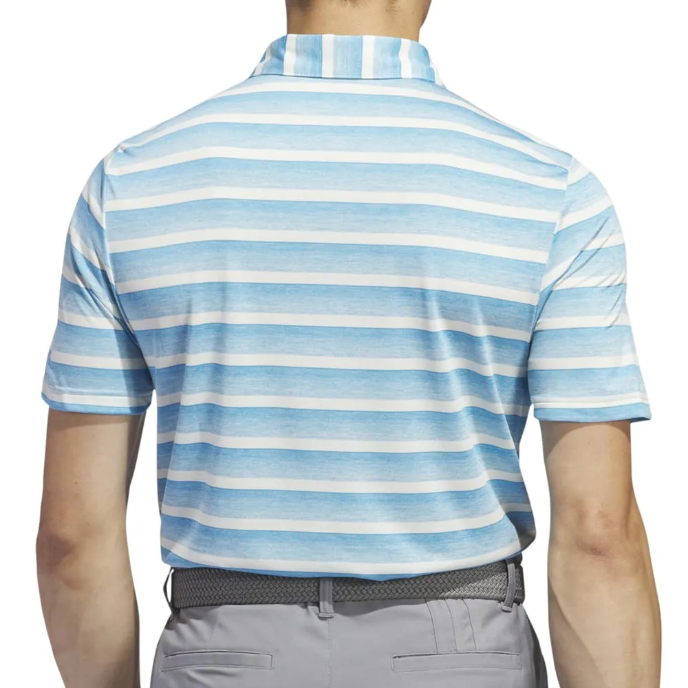 adidas 2 Colour Stripe Polo Shirt - Semi Blue Burst/Ivory