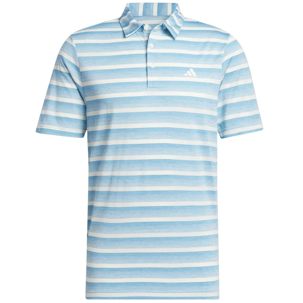 adidas 2 Colour Stripe Polo Shirt - Semi Blue Burst/Ivory