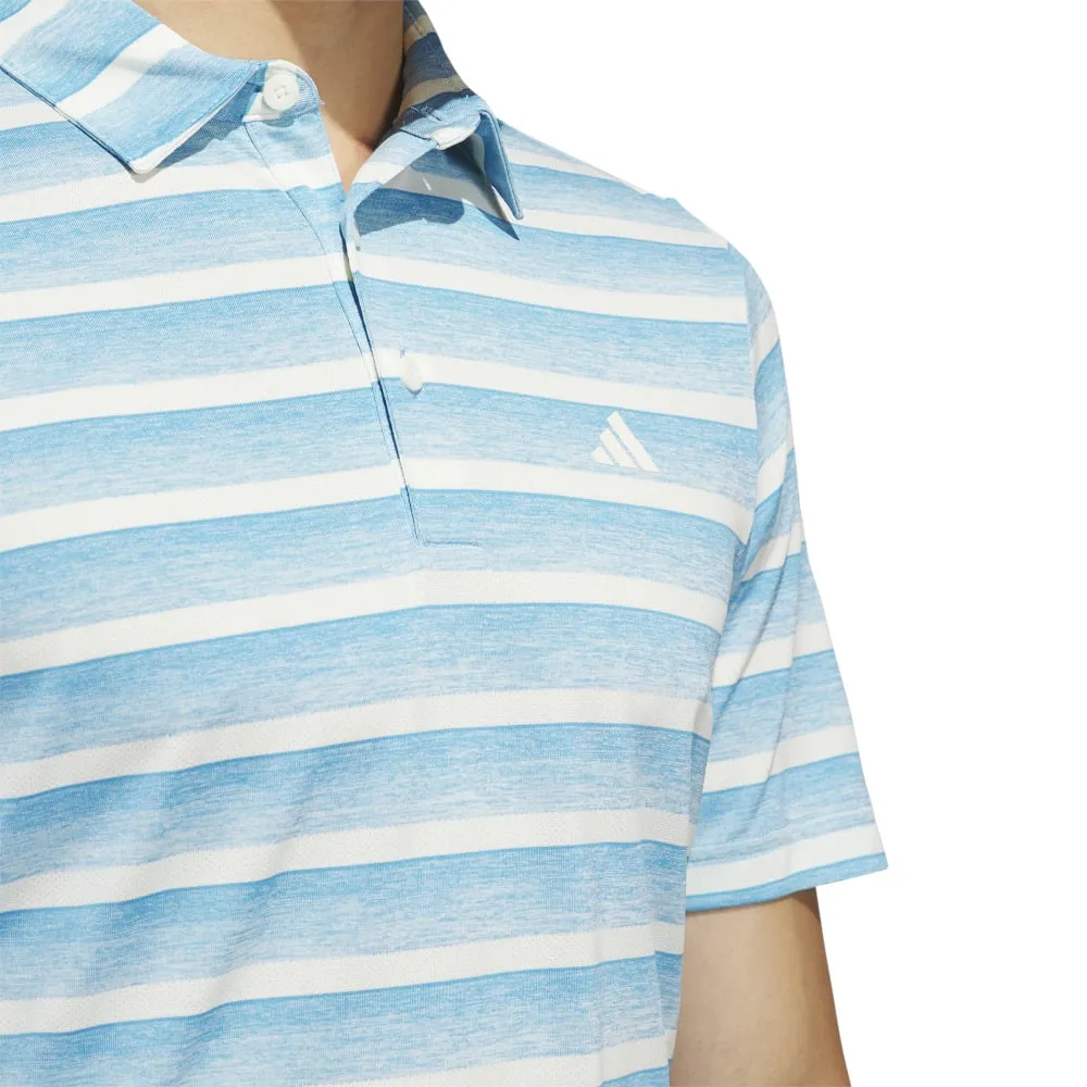 adidas 2 Colour Stripe Polo Shirt - Semi Blue Burst/Ivory