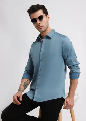 Aegean Blue Satin Shirt