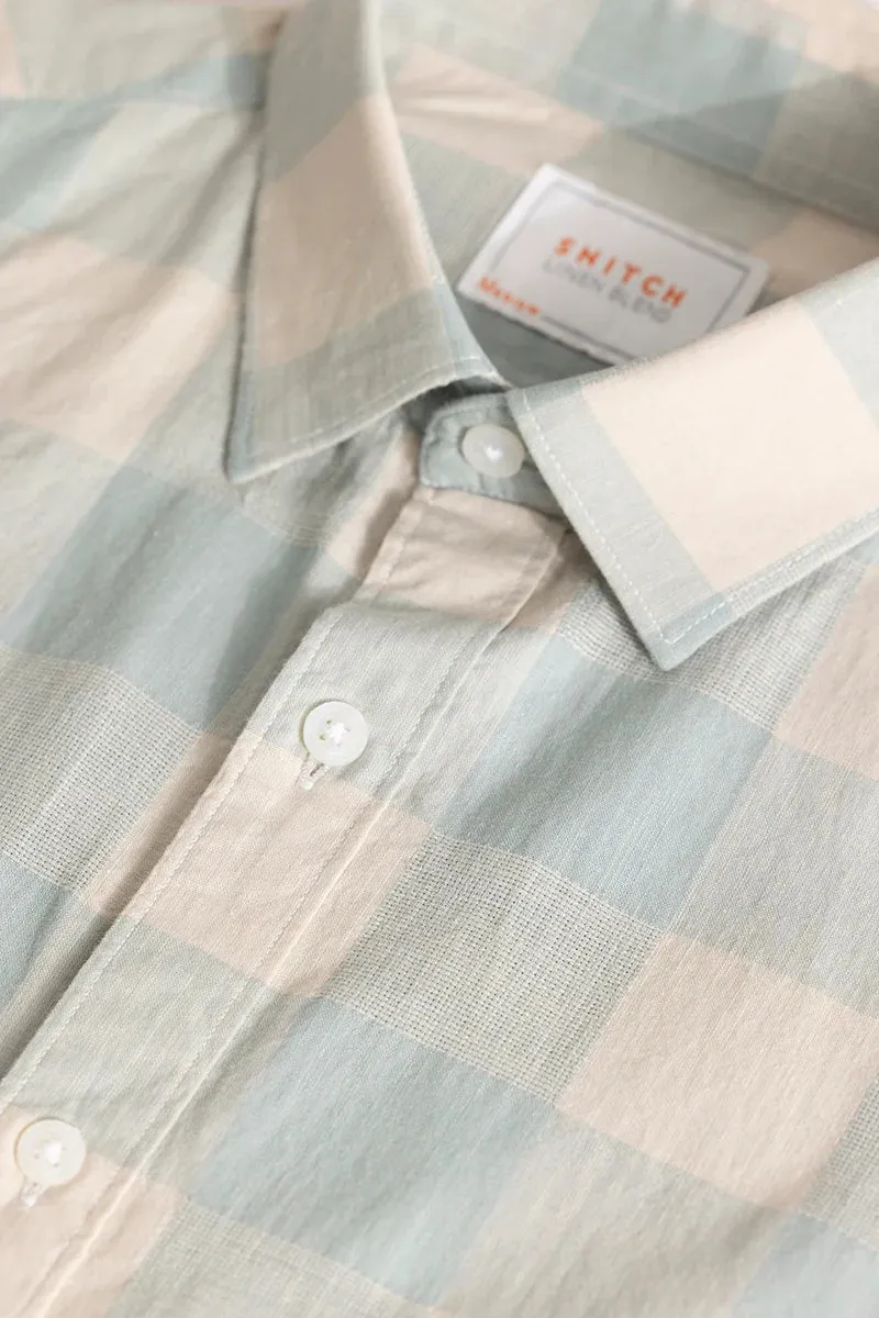 Alessia Checks Blue Linen Blend Shirt