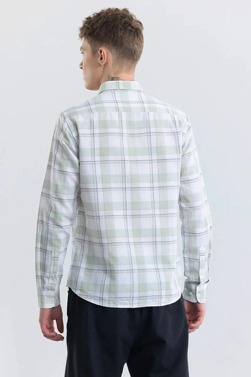 Alessia Light Green Checks Linen Blend Shirt