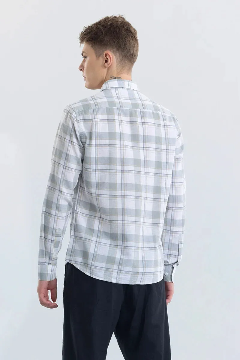 Alessia Light Grey Checks Linen Blend Shirt