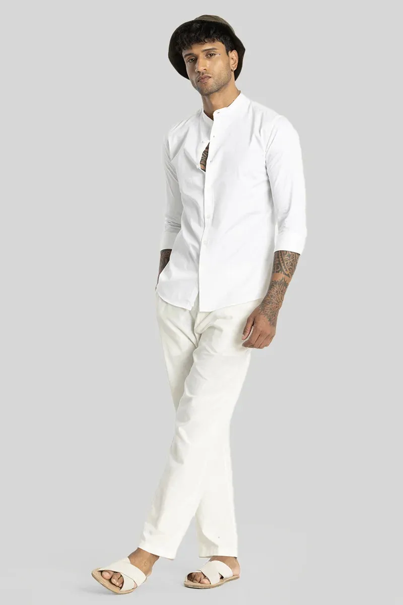 Alfonso White Plain Satin Shirt