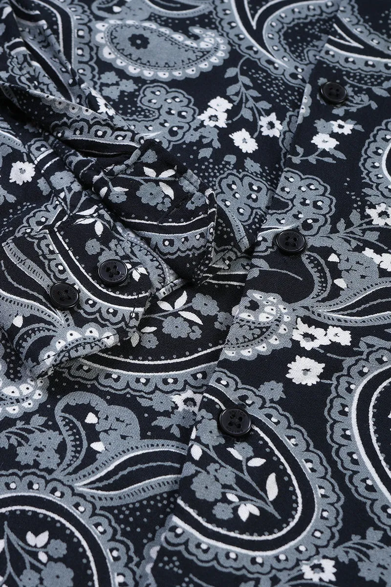 Allover Paisley Black Shirt