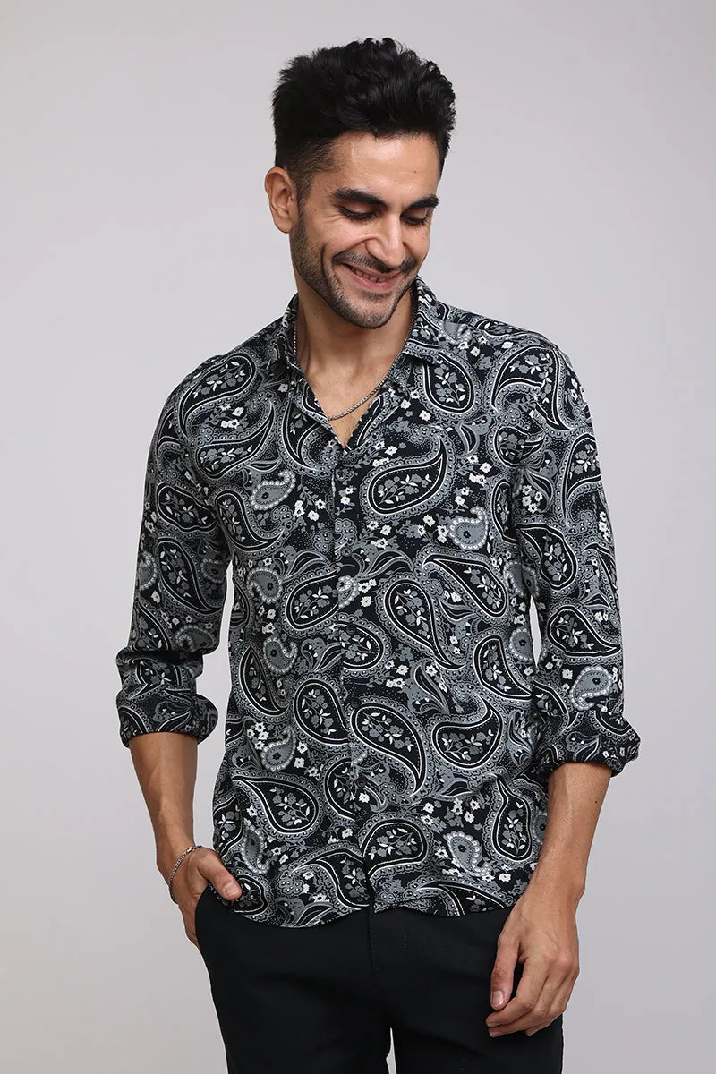 Allover Paisley Black Shirt