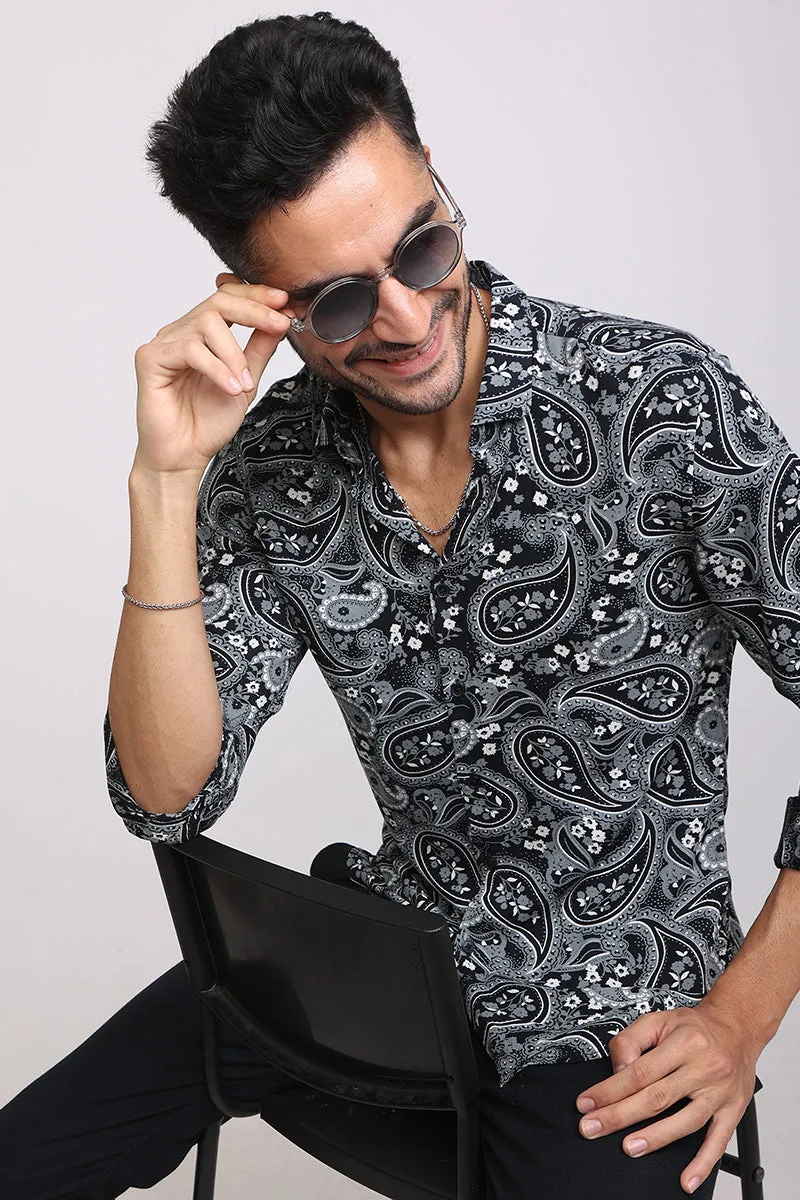 Allover Paisley Black Shirt