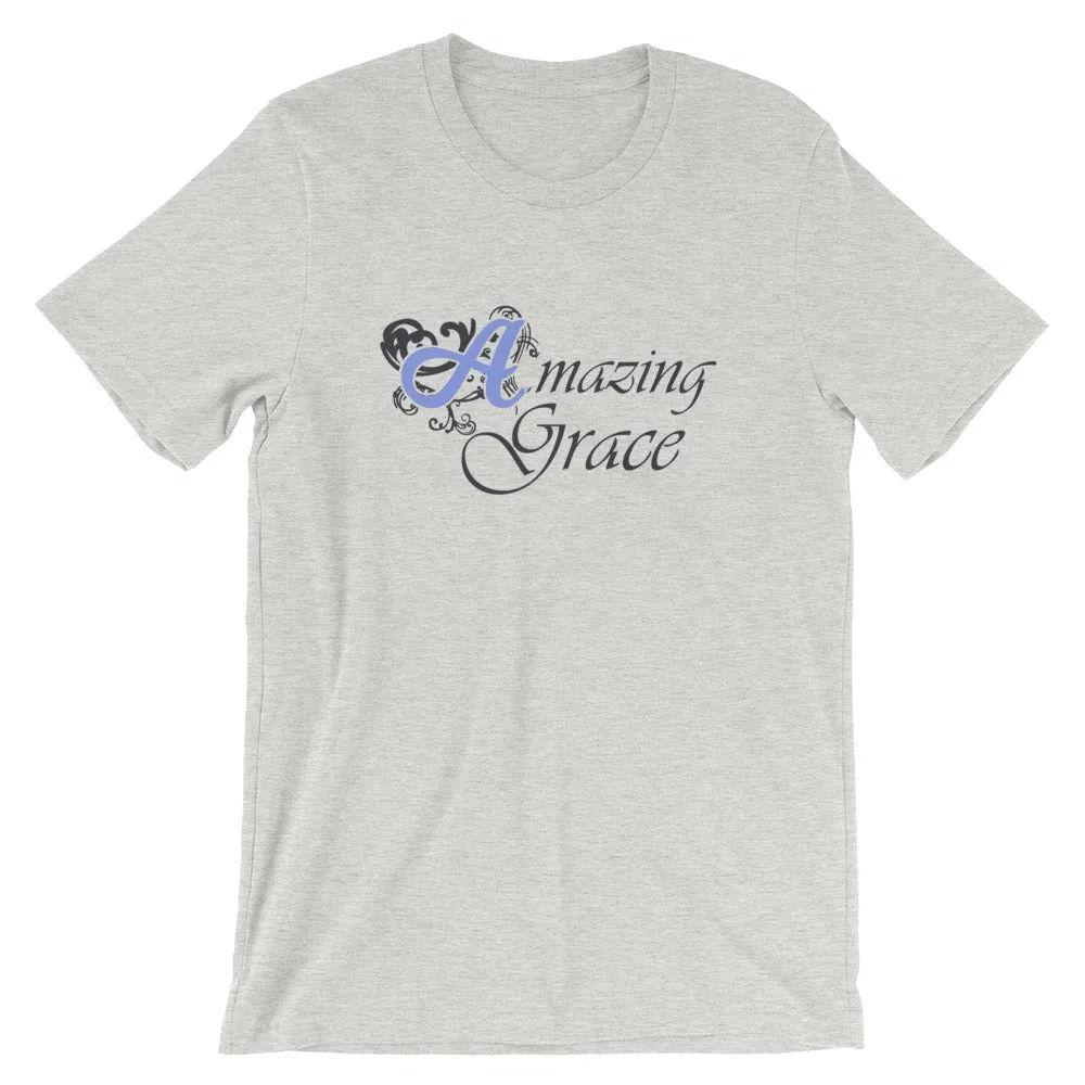 Amazing Grace Blue Font Cotton T-Shirt