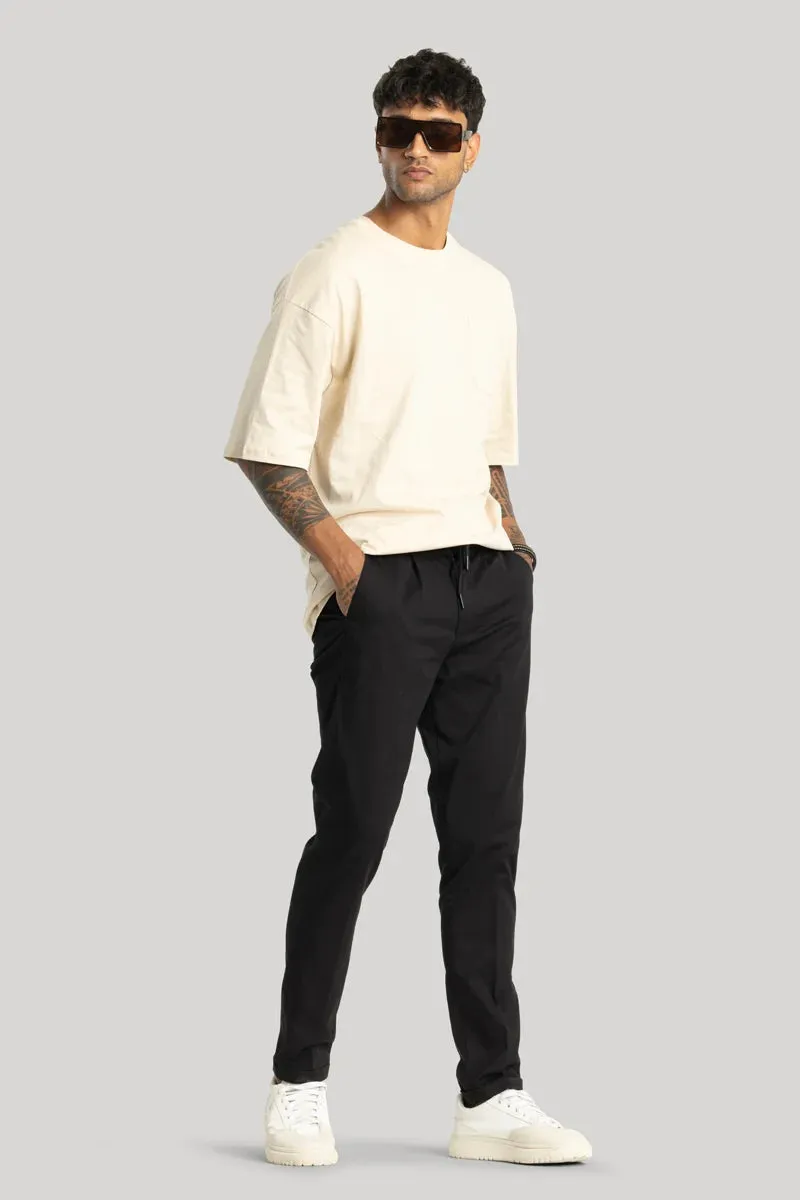 Angelo Black Plain Slim Fit Chinos