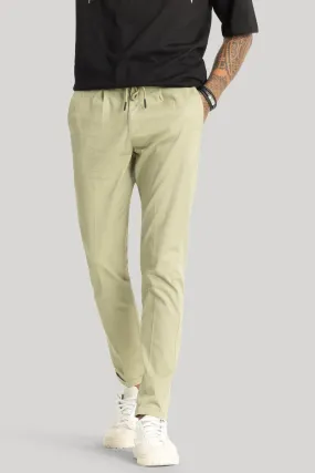 Angelo Light Green Plain Slim Fit Chinos