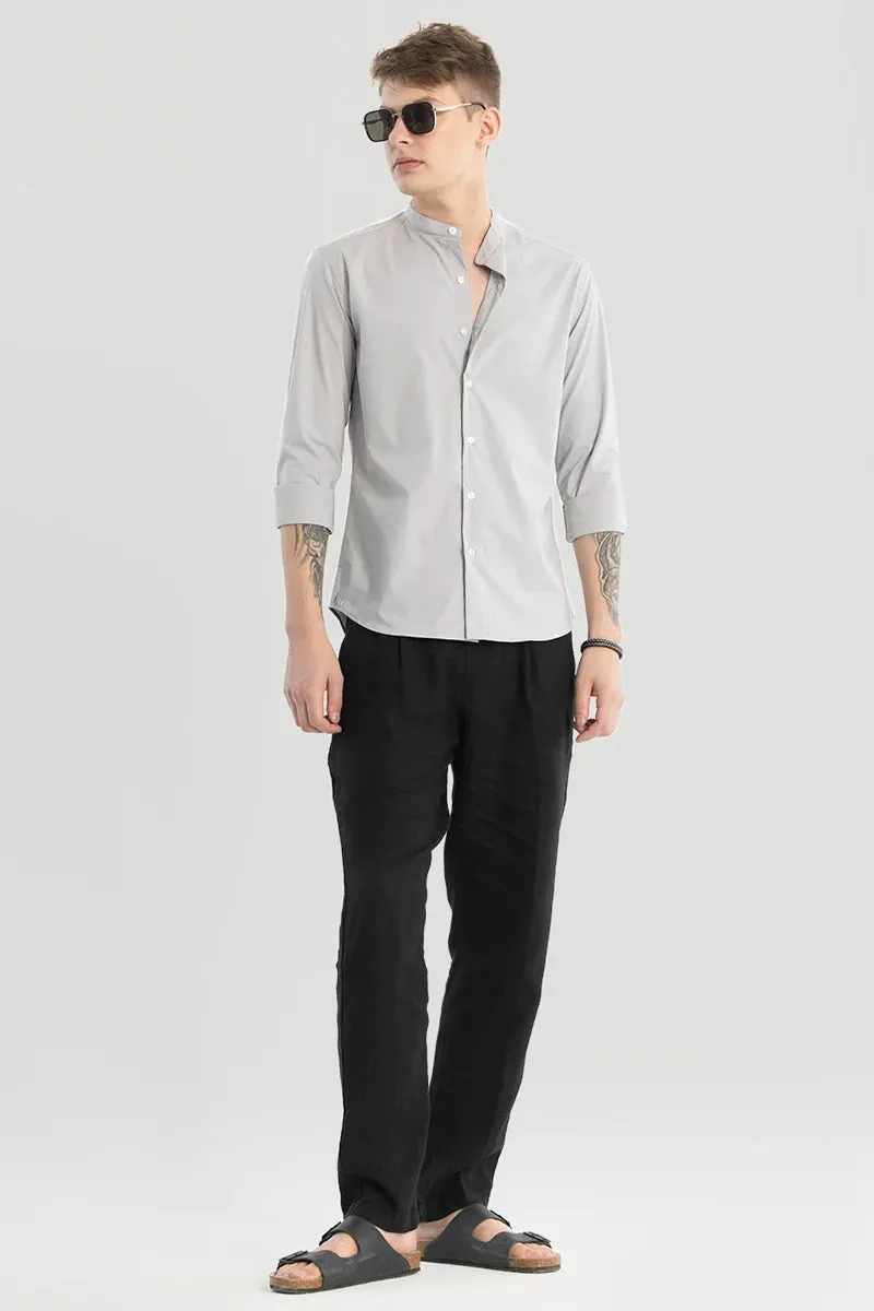 Ash Grey Plain Mandarin Shirt