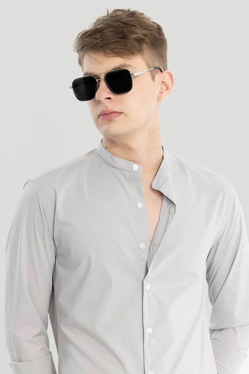 Ash Grey Plain Mandarin Shirt