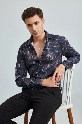 Asian Paisley Blue Shirt