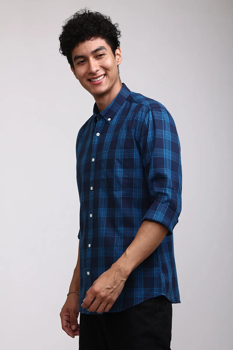 Basic Checks Dark Blue Shirt