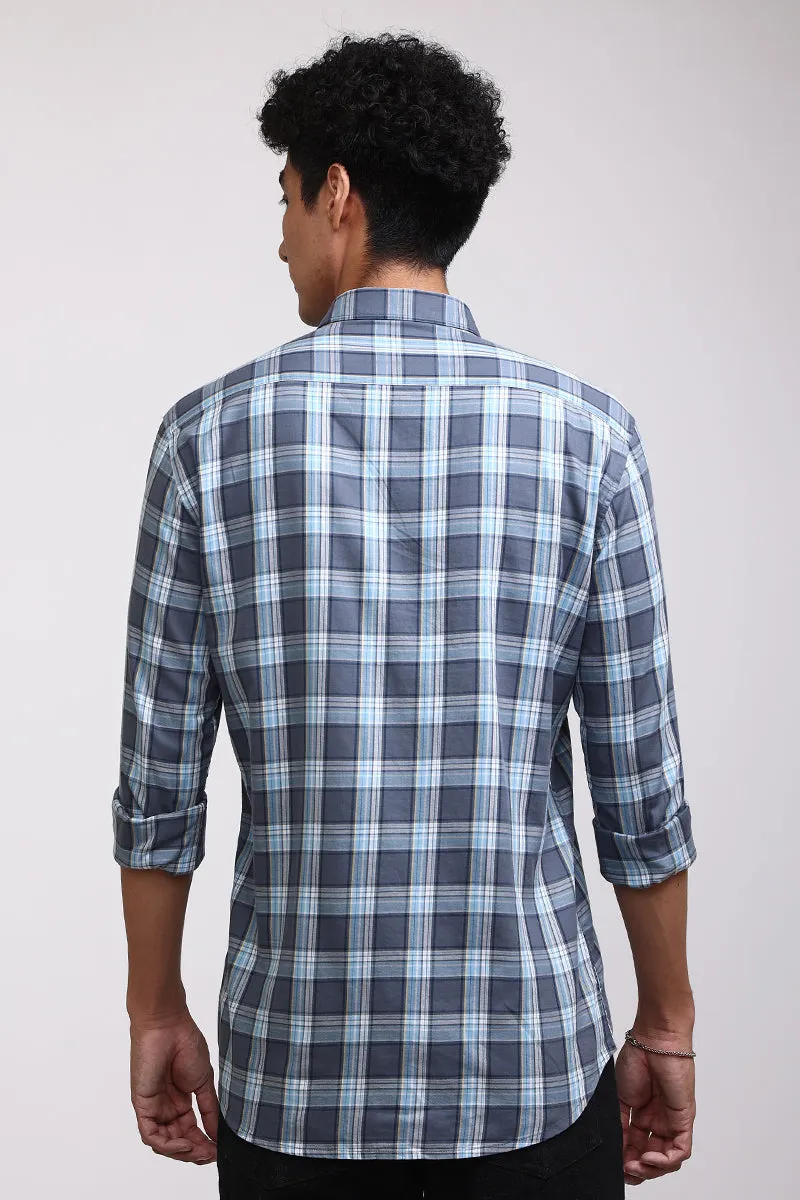 Basic Checks Steel Blue Shirt