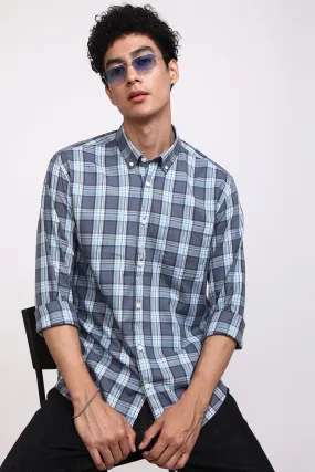 Basic Checks Steel Blue Shirt