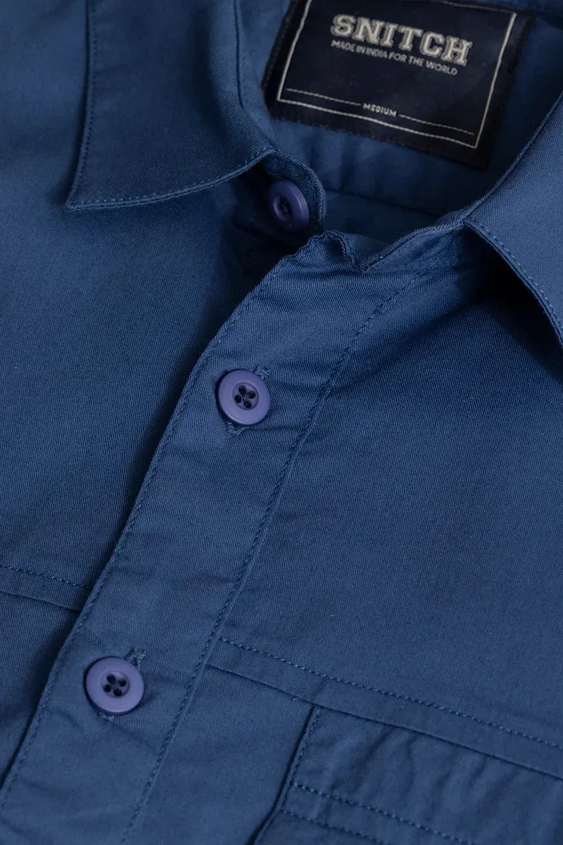 Basic Double Pocket Blue Shirt