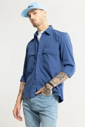 Basic Double Pocket Blue Shirt