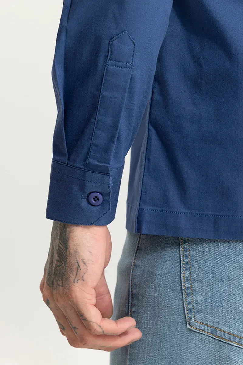 Basic Double Pocket Blue Shirt