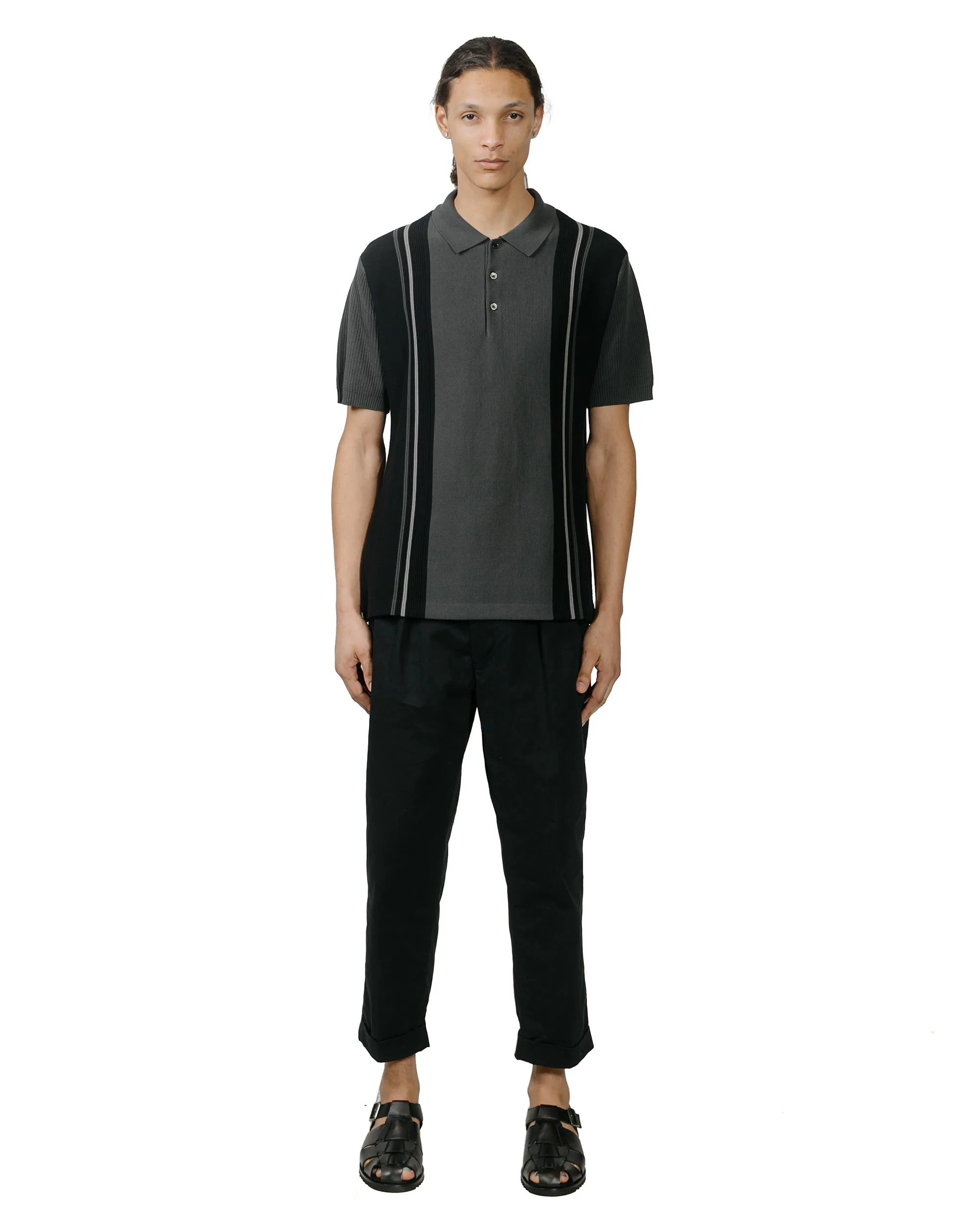 Beams Plus Knit Polo Stripe Black