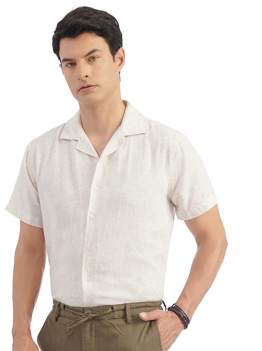 Beige Printed Slim Fit Casual Shirt | JadeBlue