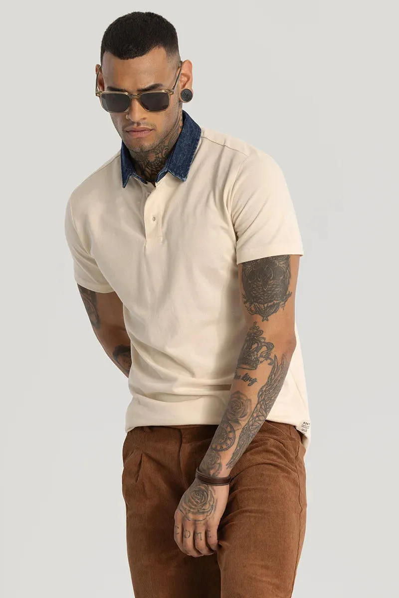 Beige Slim Fit Polo T-Shirt