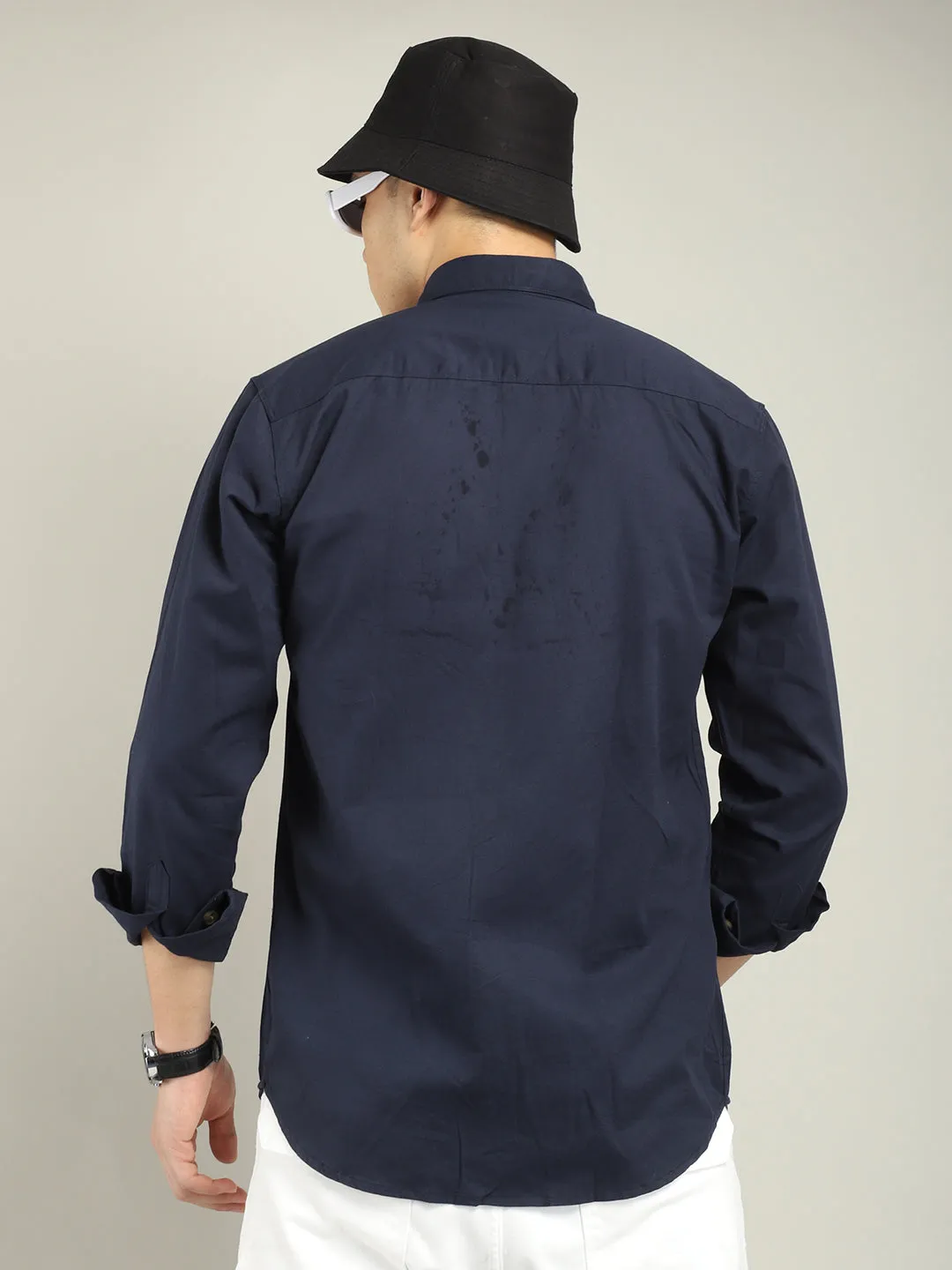 Benoit Navy Plain Shirt