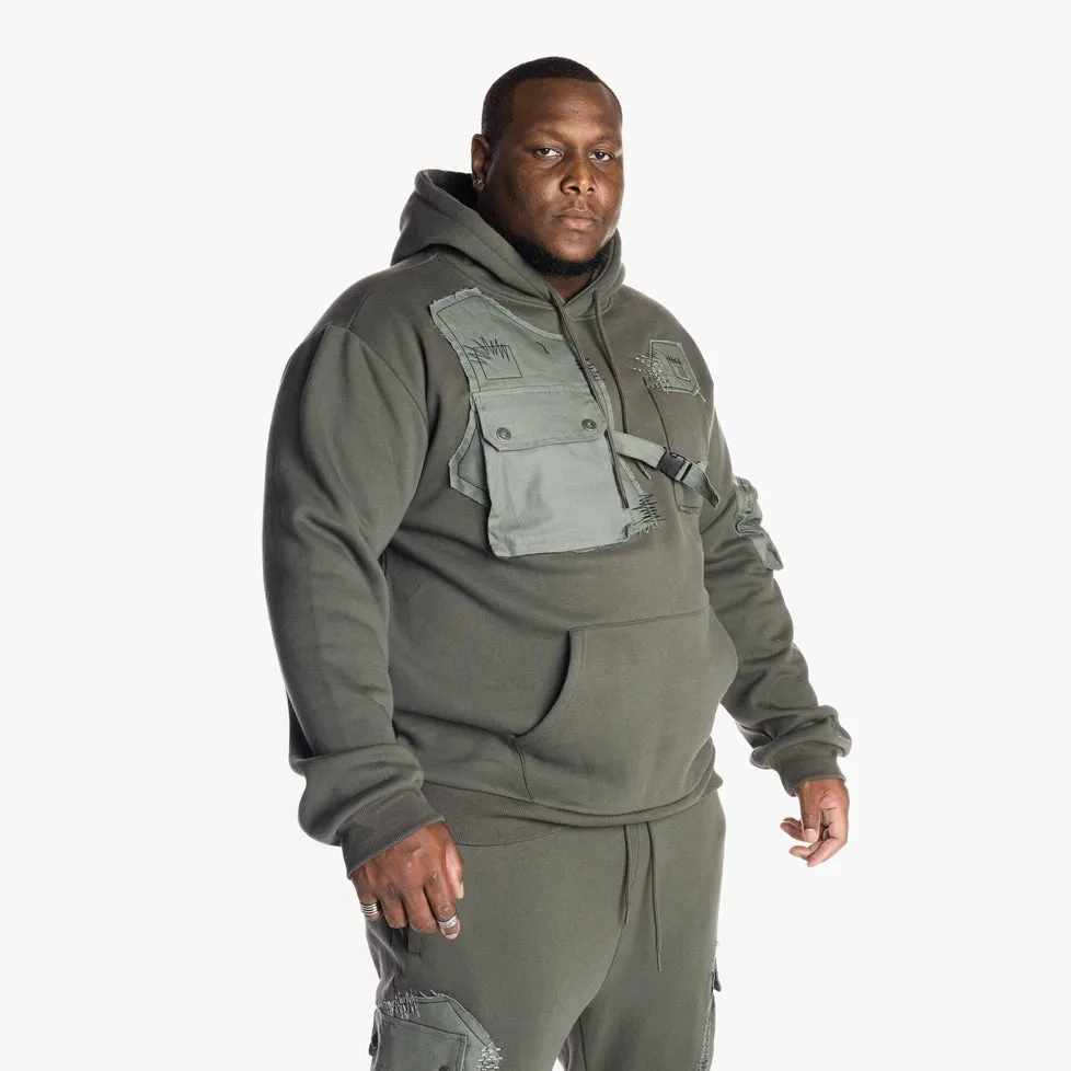 Big and Tall Utility Fashion Fleece Hoodie - Dark Olive