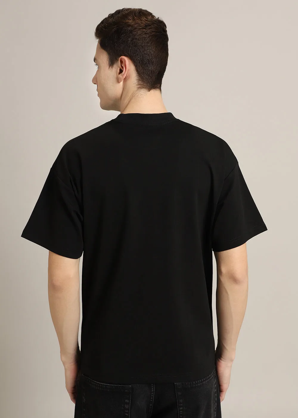 Black Applique Oversized T-Shirt