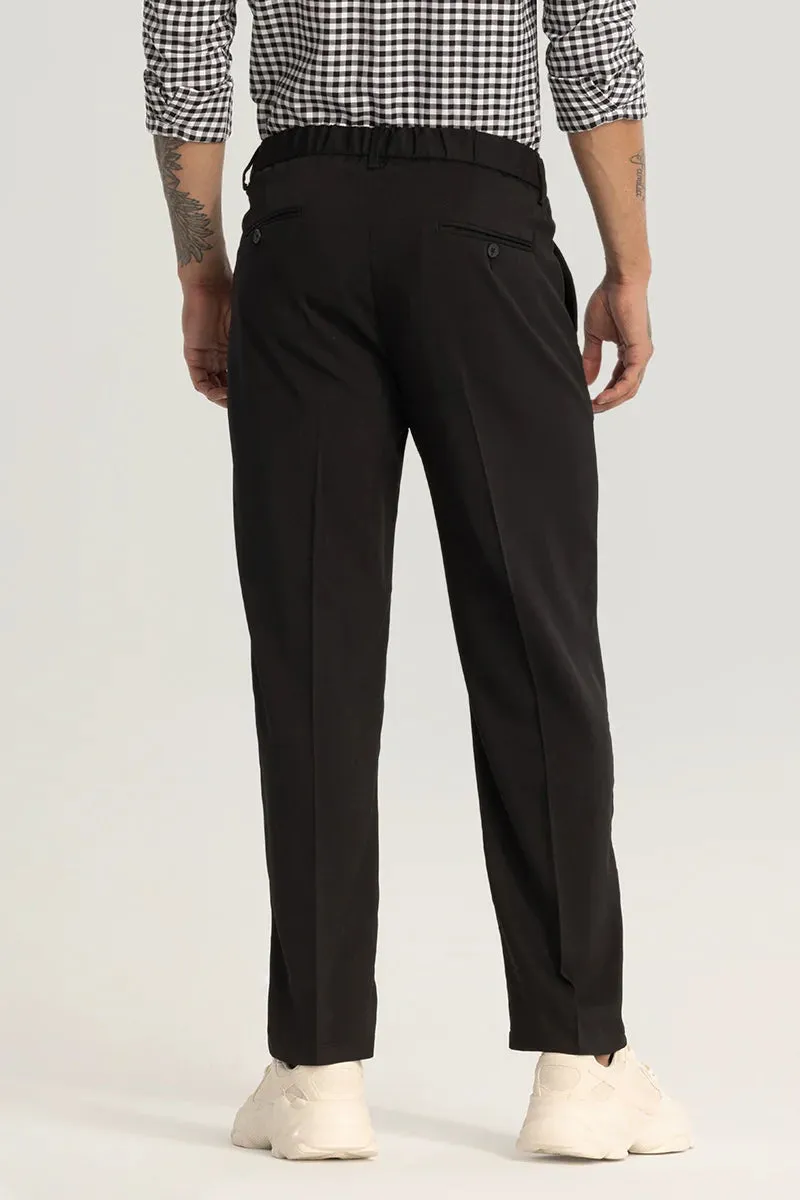 Black Plain Relaxed Fit Trousers