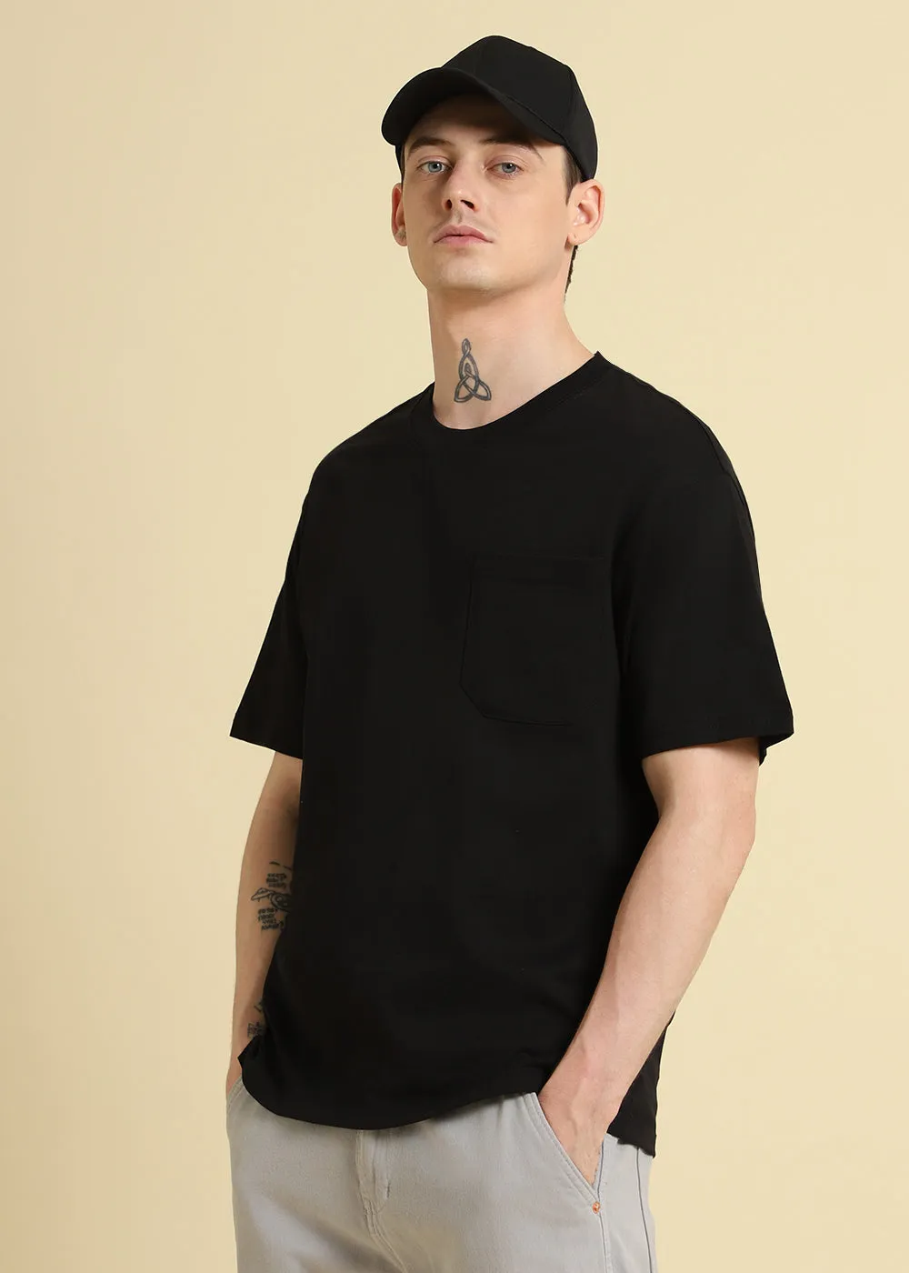 Black Pocket Regular Fit T-shirt