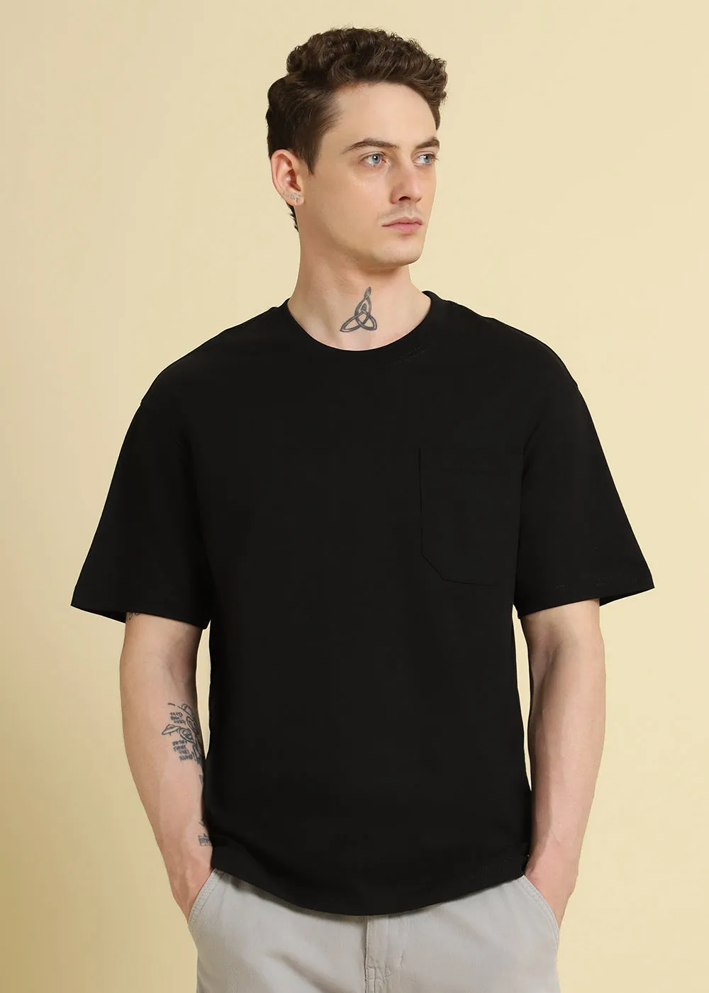 Black Pocket Regular Fit T-shirt