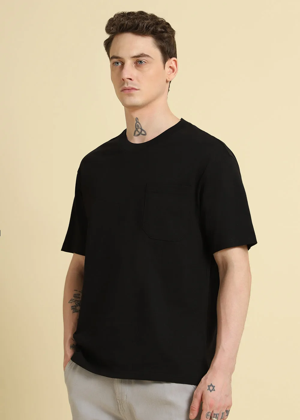 Black Pocket Regular Fit T-shirt