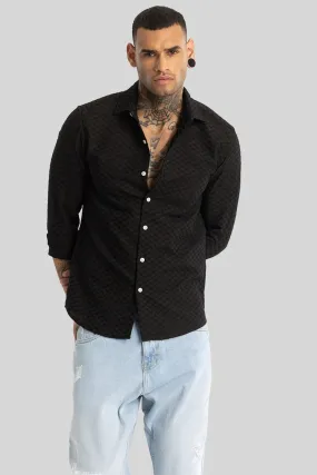 Black Textured Stretch Shirt