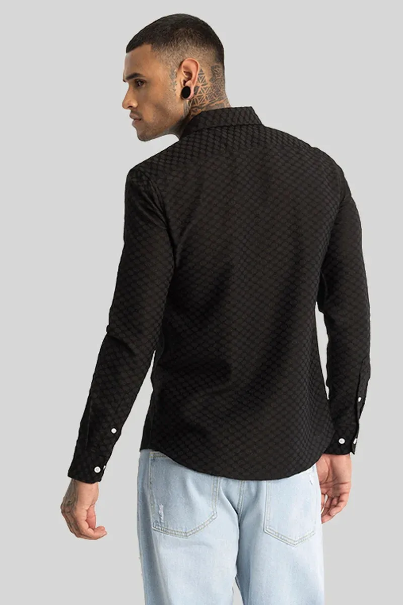 Black Textured Stretch Shirt