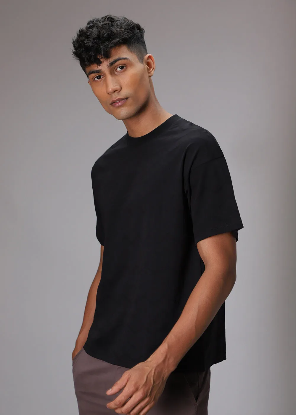 Black Zig Zag Textured T-shirt